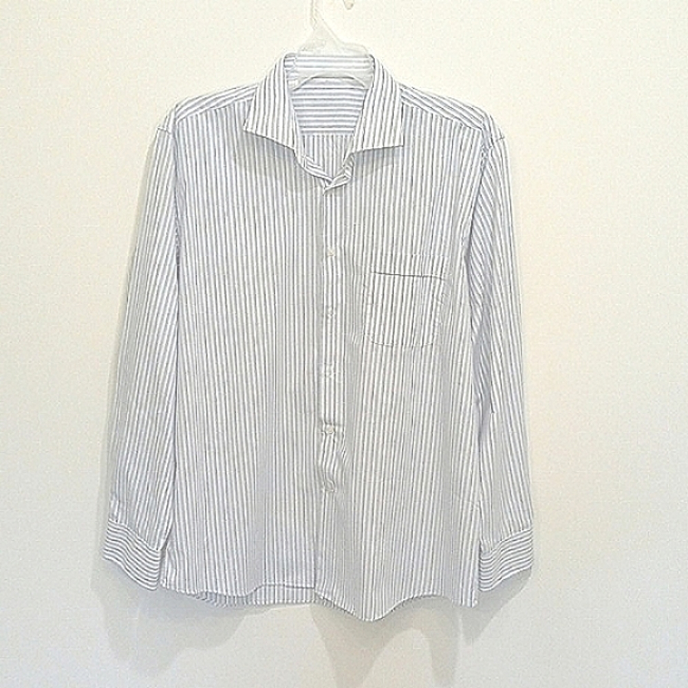 Casual Men's Button Down Long Sleeve XL 43/44 Wrinkle Resistant Cooling Stripe